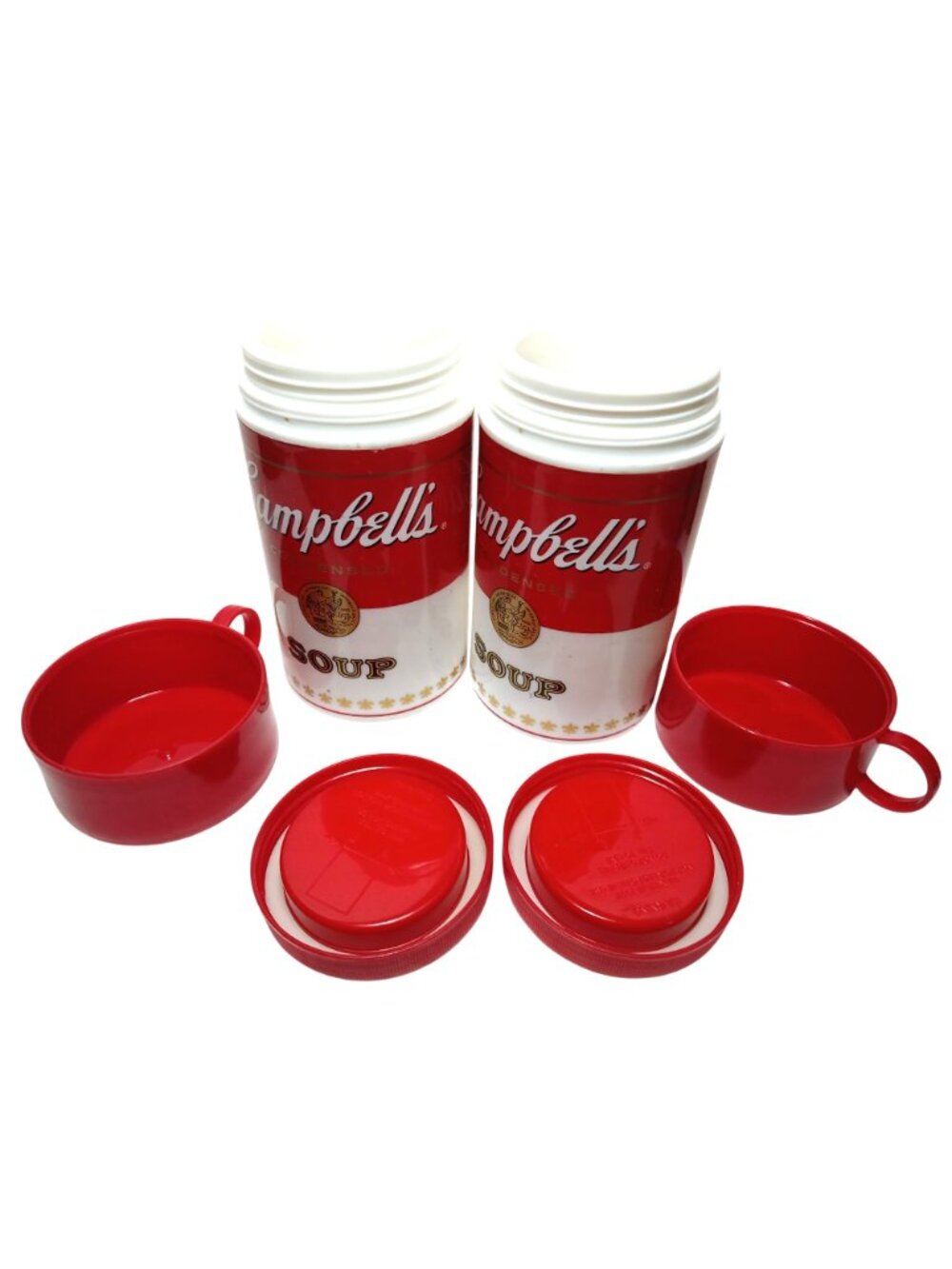 Vintage 90s Campbells Soup Thermos Retro Red White Lot 2 Can-tainer Insulated - Picture 8 of 14